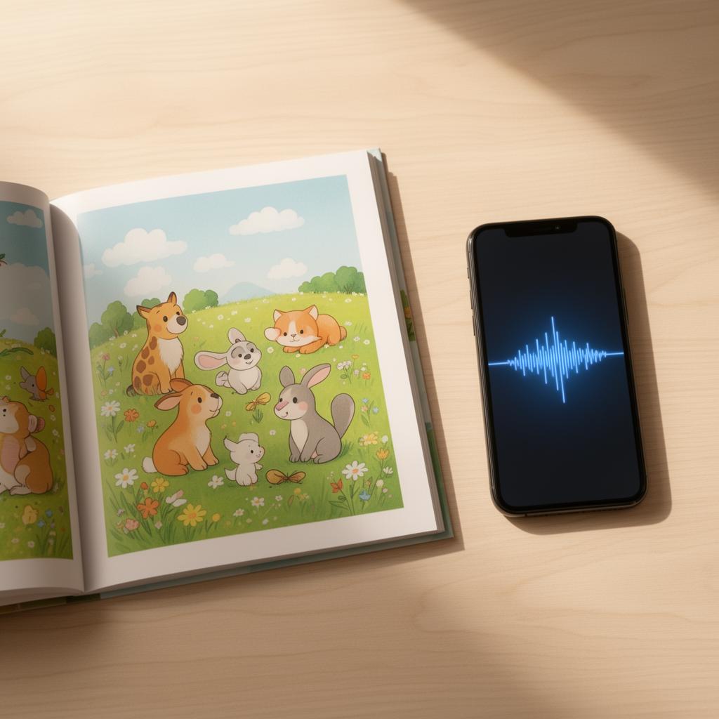 Parent scanning a picture book with a phone